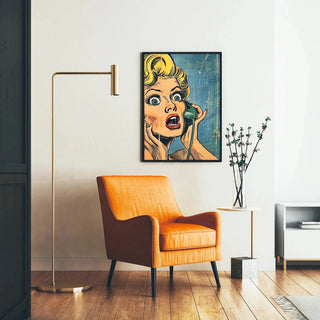 Pop Art-plakat - Overraskelse ved Telefonen