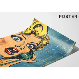 Pop Art-plakat - Overraskelse ved Telefonen