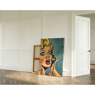 Pop Art-plakat - Overraskelse ved Telefonen