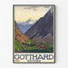 Vintage plakat af Gotthard Schweiz til vægdekoration