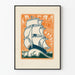 Art Deco plakat med stor sejlskib ved solnedgang