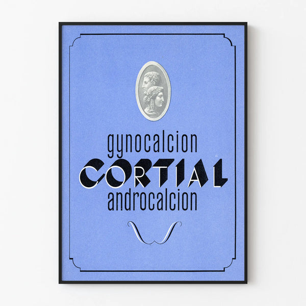 Vintage plakat Cortial Gynocalcion Androcalcion Blå