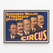 Vintage plakat af Circus Hagenbeck Wallace og Forepaugh Sells Bros — indrammet kunstværk på væggen