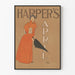 Harper's april vintage plakat - Kvinde med rød frakke og paraply
