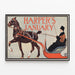 Vintage plakat Harper's januar med hest og slæde — indrammet kunstværk på væggen