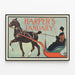 Vintage plakat Harper's januar med hest og slæde — indrammet kunstværk på væggen