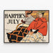 Vintage plakat Harper's juli af Edward Denfield — indrammet kunstværk på væggen
