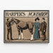 Harper's november plakat - Vintage vægdekoration med hest og figurer — indrammet kunstværk på væggen