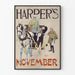 Vintage plakat Harper's november med hestevogn og hvid hest