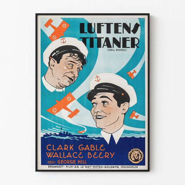 Vintage biografplakat Luften Titaner Hell Divers vægdekoration
