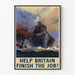 Britisk militærpropagandaposter med slagskibe og fly