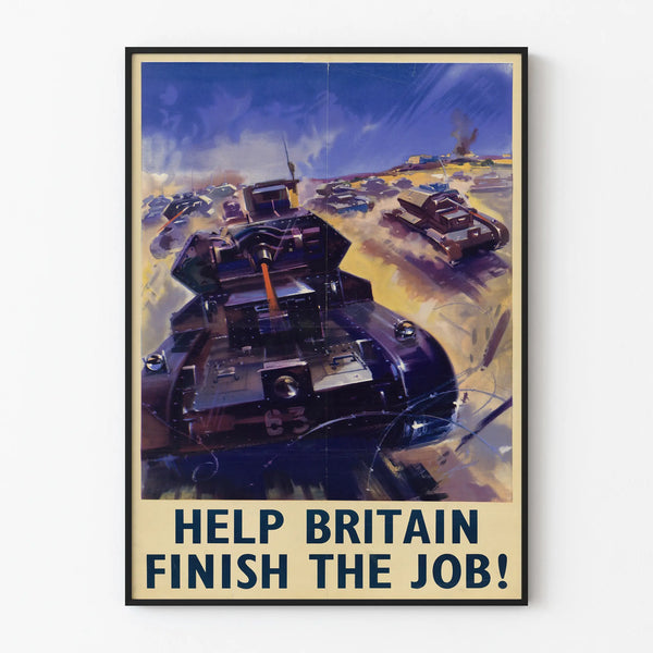 Vintage plakat til vægdekoration krig - Hjælp Storbritannien med at færdiggøre opgaven