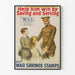 Vintage plakat med krigsopsparingsmærker - Hjælp og støtte til soldaten