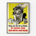 Vintage propagandaplakater - Genbrug af metal og papir mod Hitler