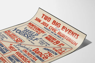 Vintage plakat for begivenhed teater og dans San Jose Civic Auditorium