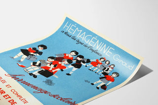 Vintage plakat Hémagénine Giraud - Retro skolevægdekoration