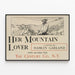 Vintage plakat Her Mountain Lover af Hamlin Garland — indrammet kunstværk på væggen