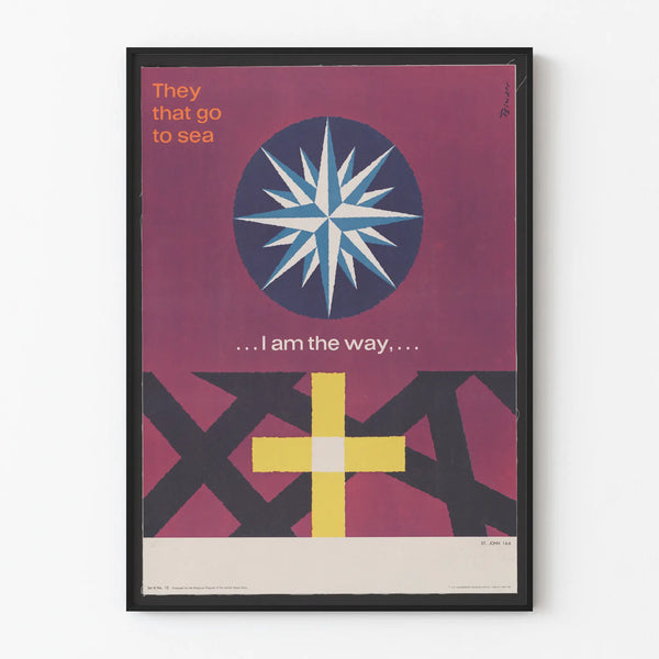 Vintage vægdekoration plakat kors og maritim kompas