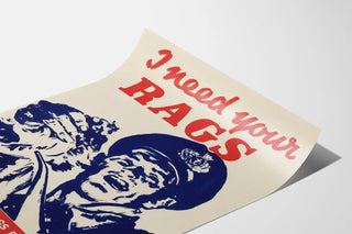 Vintage militærplakat 'I Need Your Rags' til vægdekoration