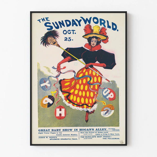 illustration-of-a-woman-in-a-colorful-dress-and-hat-dancing-among-footballs