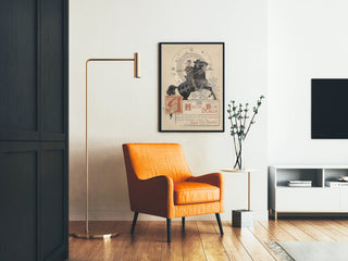 Vintage dekorativ plakat af Huon de Bordeaux til hest