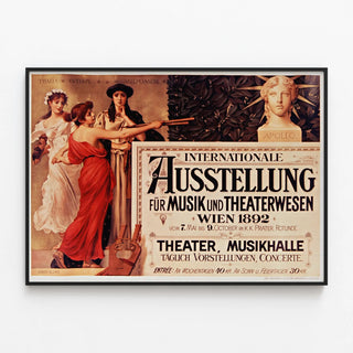Plakat Vintage Internationale udstilling Wien 1892 - Vægdekoration Teater og Musik — indrammet kunstværk på væggen
