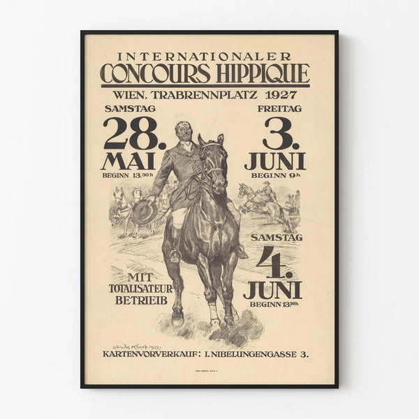 International hestevæddeløbskonkurrence plakat 1927 - vintage hestesport vægdekoration