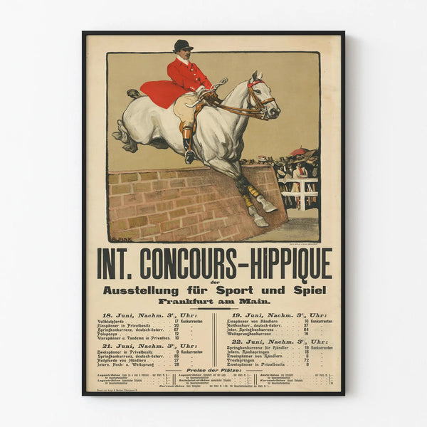 Internationalt ridekonkurrenceplakat - Vintage hestemaleri vægdekoration