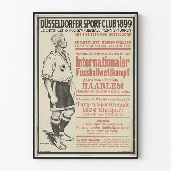 Vintage plakat for international fodboldkonkurrence Sportplatz Ruhrort