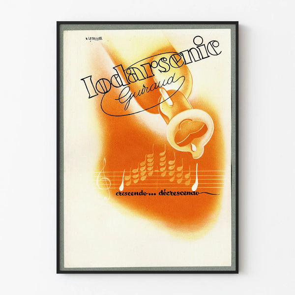 Vintage kunstplakat Iodarsenic med musikalsk æstetik