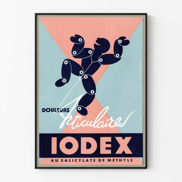 Vintage plakat for Iodex reklame mod ledsmerter