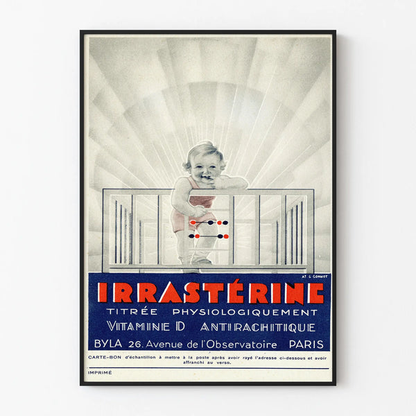 Vintage reklameplakat med vitamintilskud IRRASTÉRINE