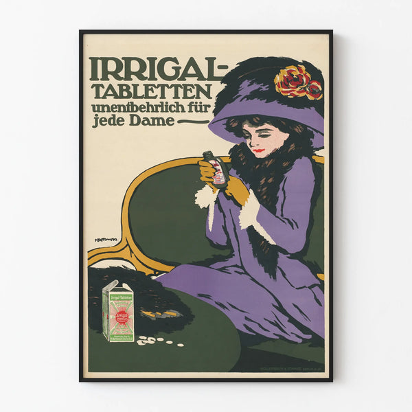 Vintage reklameplakat for Irrigal tabletter