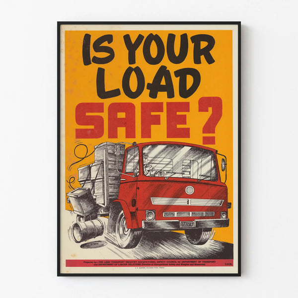 Vintage plakat om vejtrafiksikkerhed lastbilbelastning