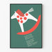 Dekorativ plakat med hestestativ i minimalistisk design