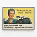 Vintage plakat med industriel og landbrugsinspiration – Find dit krigsarbejde — indrammet kunstværk på væggen