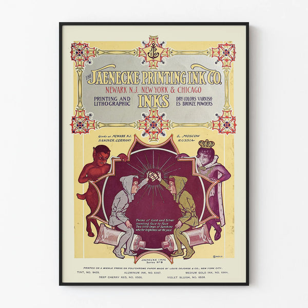 Vintage reklameplakat for Jaenecke Printing Ink Co. - Retro industriel vægdekoration