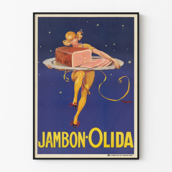 Vintage reklameplakat for Olida skinke