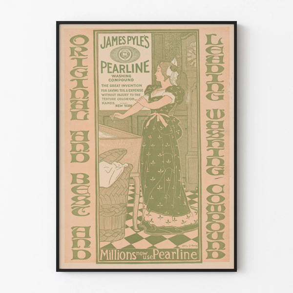 Vintage reklameplakat for James Pyle's Pearline vaskemiddel