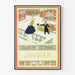 Vintage dekorativ plakat Janvier med vinterscene og astrologiske elementer