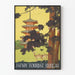 Vintage plakat af japansk pagode og hjorte - Vægdekoration Japan