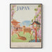 Vintage japansk plakat - Naturlig vægdekoration og traditionel arkitektur