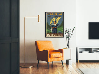 Vintage militær plakat Ung i Frankrig 10. BCP Neuville-sur-Ain