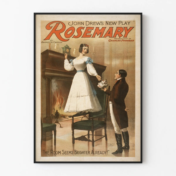 Vintage plakat af stykket Rosemary af John Drew