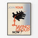 Vintage plakat Join Your Savings Group Now til vægdekoration