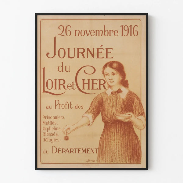 Vintage plakat for Loir-et-Cher-dagen 1916, historisk vægdekoration