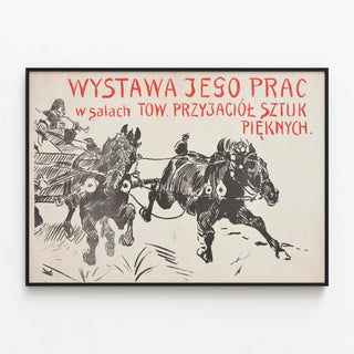 Plakat vintage udstilling Wystawa Jeso Prac – kunstnerisk vægdekoration — indrammet kunstværk på væggen