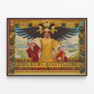 Plakat vintage jubilæumsudstilling Wien 1898 vægdekoration — indrammet kunstværk på væggen