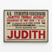 Plakat vintage teaterforestilling Judith 1916 — indrammet kunstværk på væggen