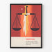Plakat Illustration af retfærdighedens balance i flammer